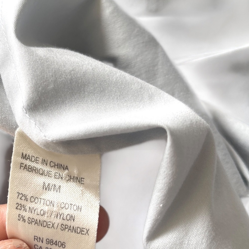 Theory Brit White Button‎ Down  3/4 Sleeve Shirt M - Picture 7 of 8